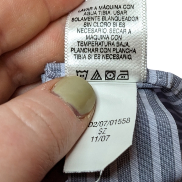 Covington Easy Care Blue/White Striped Button-Down Shirt Men's Large - Picture 10 of 10